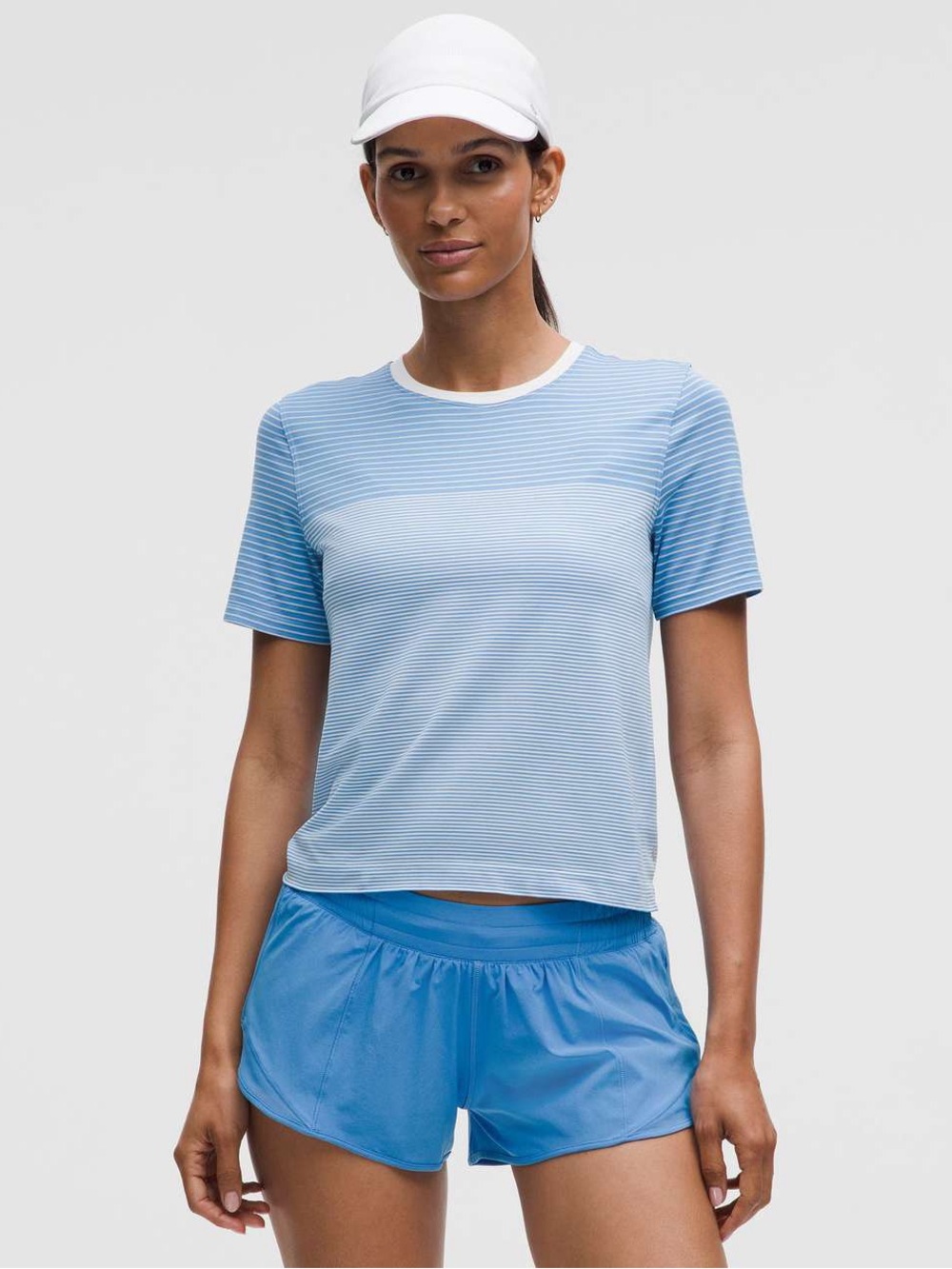 307. Lululemon Seamless Classic-Fit Mariner Stripe T-Shirt Pool Party White NWT